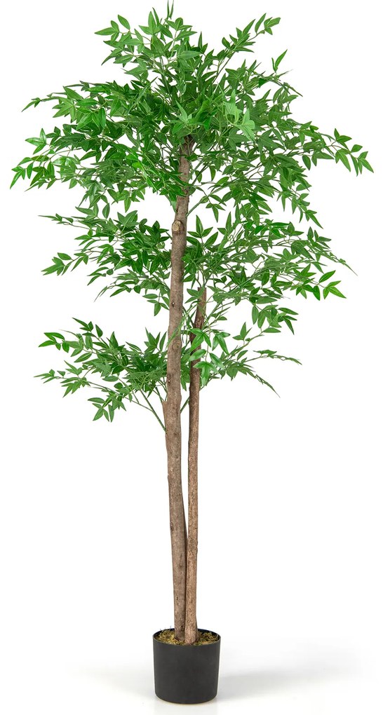 Planta artificial de 150 cm, bambu, árvore decorativa com vaso, planta decorativa de bambu verde