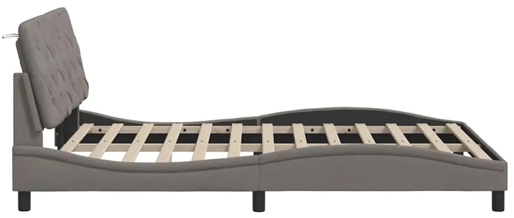 Cama sem colchão 140x200 cm tecido castanho-acinzentado