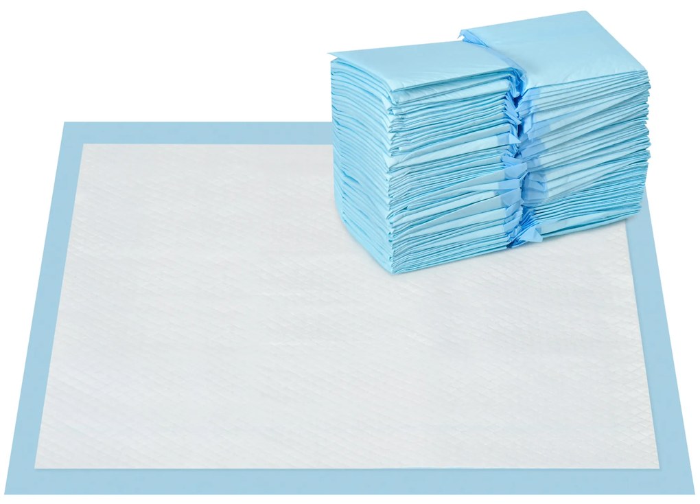 PawHut Resguardos de Treino Animais de Estimação 100 Unidades 45x60 cm Resguardos Absorventes para Cães com 6 Camadas Azul