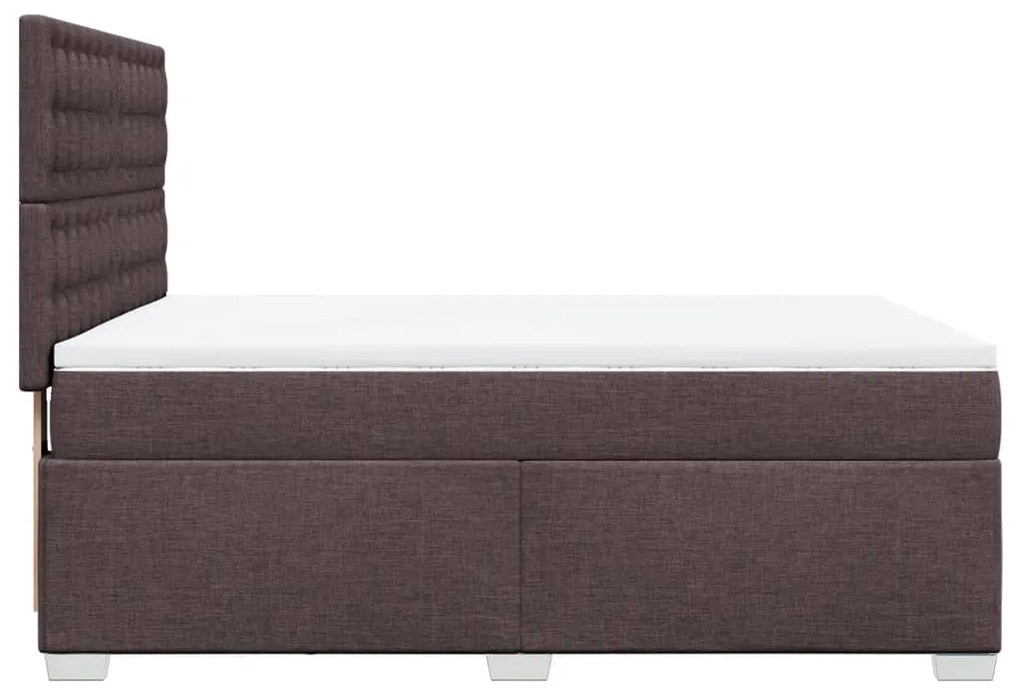 Cama com molas/colchão 160x200 cm tecido castanho-escuro