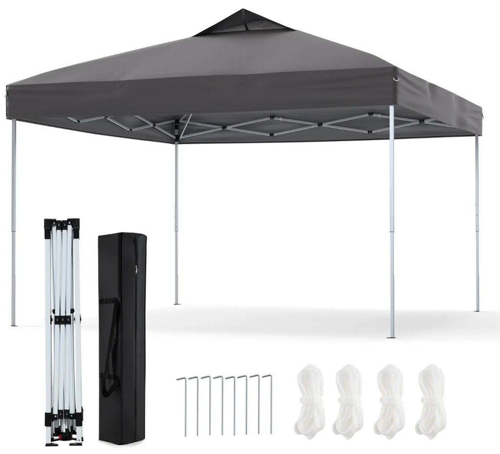Tenda dobrável 295 x 295 cm para jardim, feiras, eventos com bolsa de transporte teto ventilado Cinzento