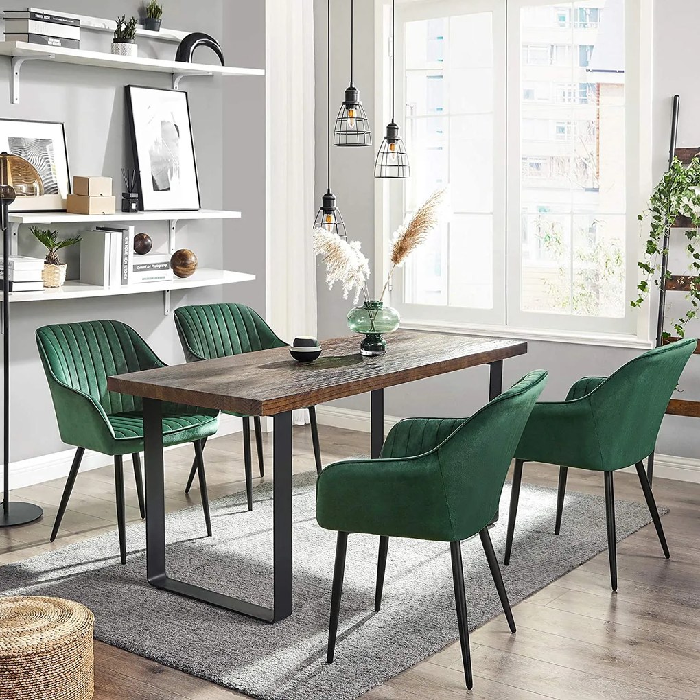 Conjunto de 2 cadeiras cozinha, jantar de jantar verde-preto
