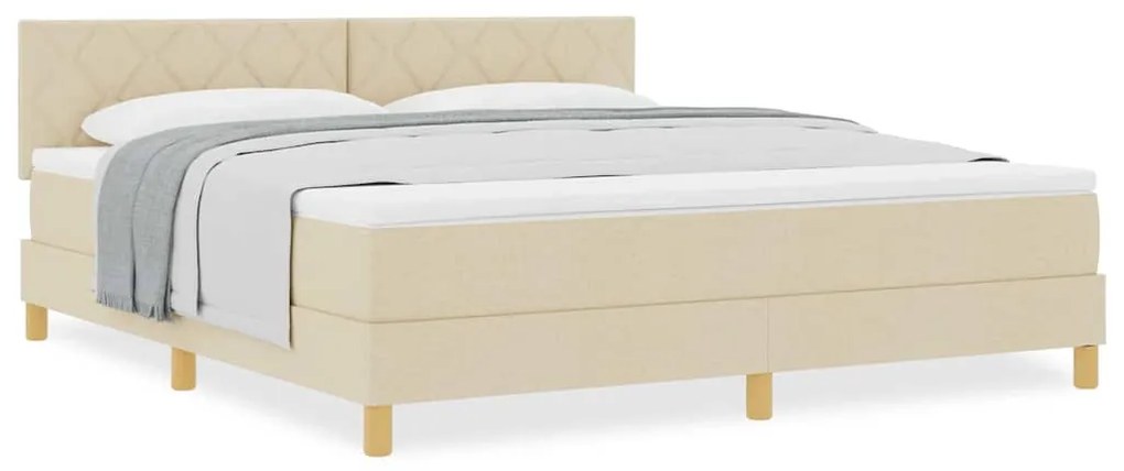 Cama Box Spring com Colchão Creme 180x200 cm Tecido