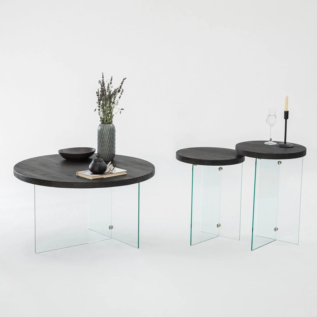 Mesa de Centro Serenity – Antracite e Transparente – 70 cm x 40 cm