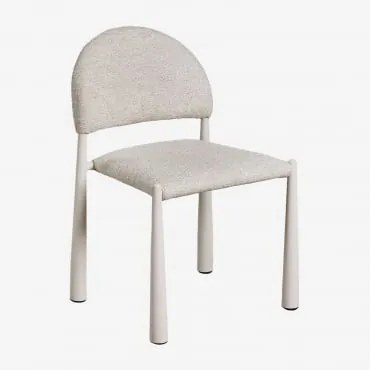 Pack De 2 Cadeiras De Jantar Estofadas E Em Ferro Nagore Bouclé Bege Creme - Sklum