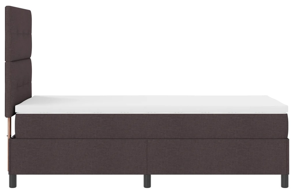 Cama Box Spring com Colchão Castanho Escuro Solteiro Tecido