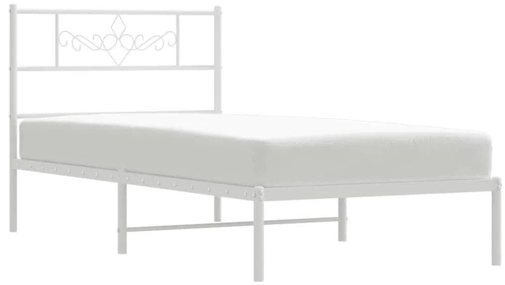 Estrutura de cama com cabeceira 100x190 cm metal branco