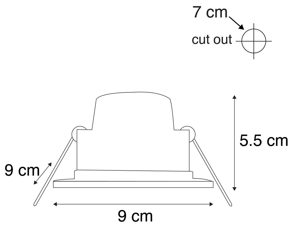 Conjunto de 6 focos embutidos pretos com LED regulável em 3 etapas IP65 - Simply