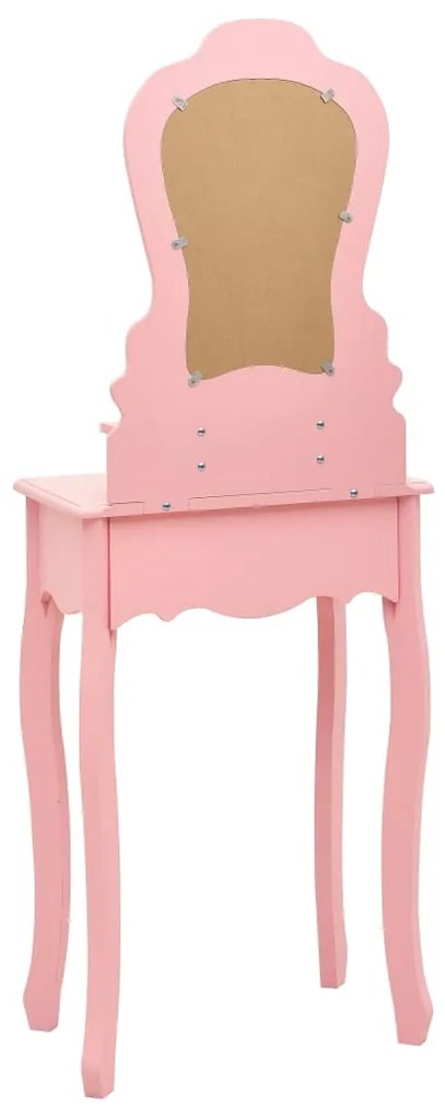 Conj. toucador com banco 50x59x136 cm madeira paulownia rosa