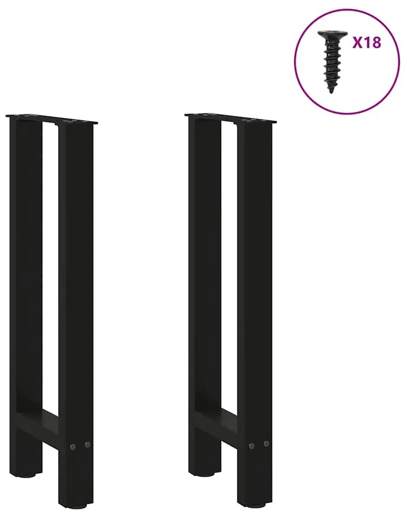 Pés de mesa de console pretos 2 peças 28x(72-73) cm aço