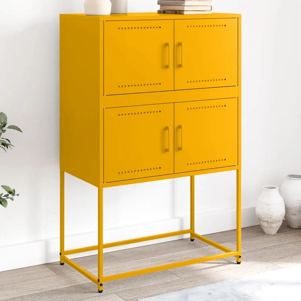 Aparador 68,5x38,5x107 cm aço amarelo mostarda