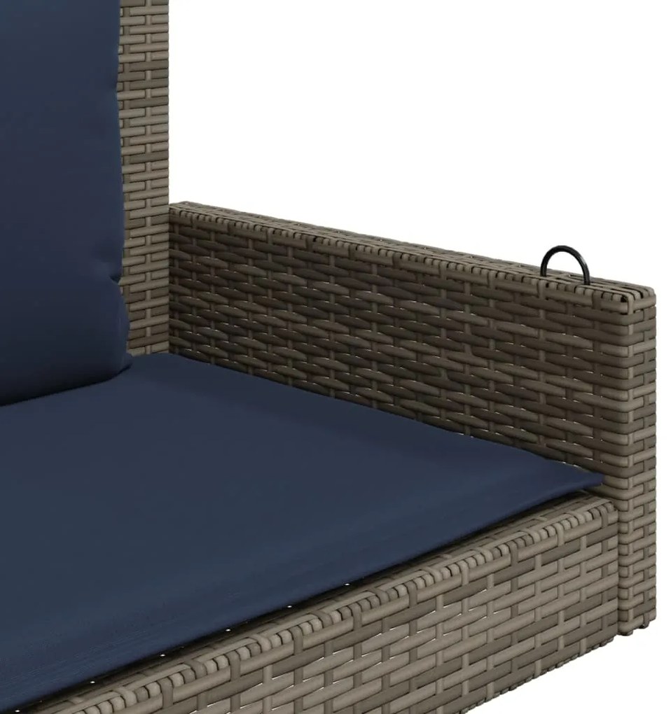 Banco de balanço com almofadas cinza 119x56x48 cm vime sintético