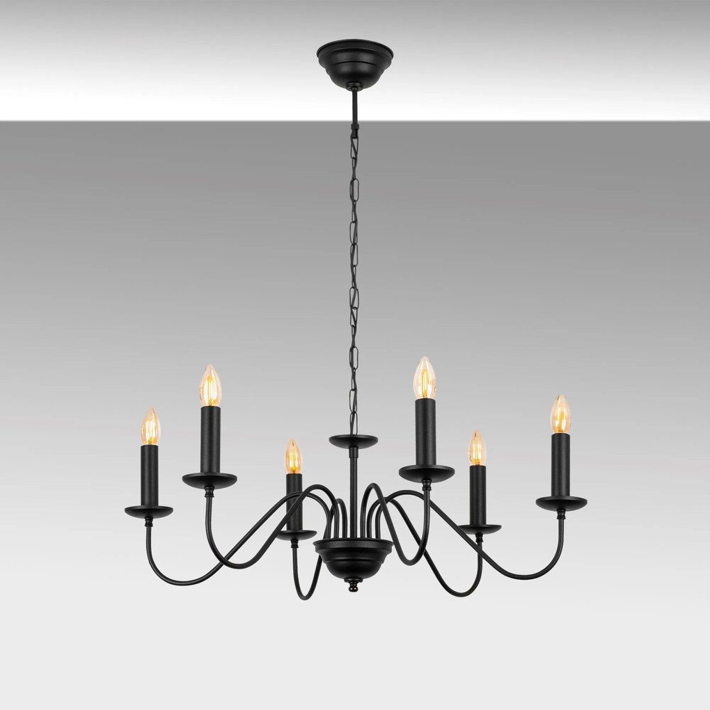 Candeeiro Chandelier Firat – Preto Antigo – 76 x 76 x 41 cm