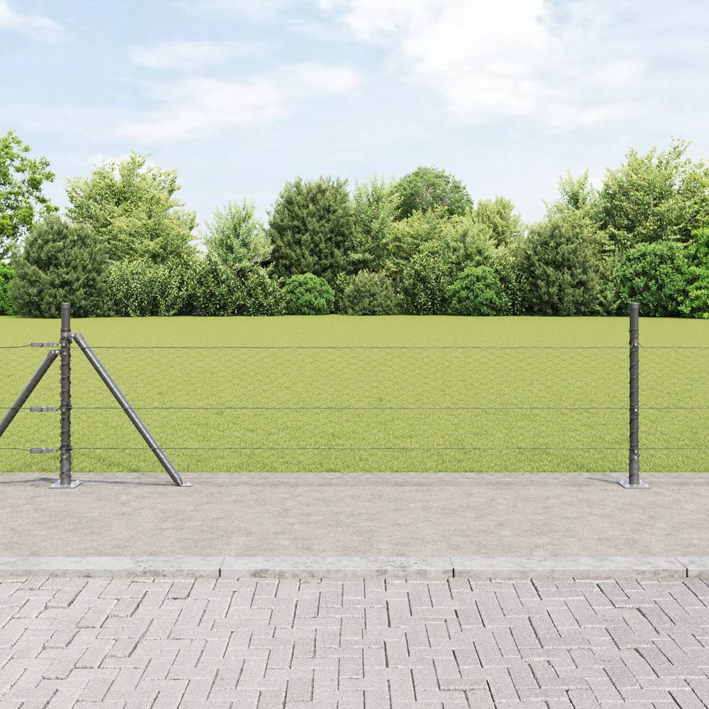 Cerca Hexagonal vidaXL Cinza 0,5x50 m Aço
