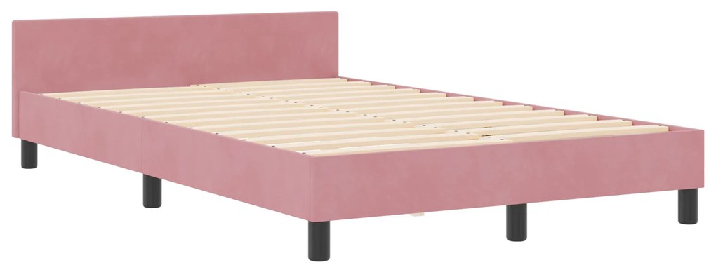 Cama vidaXL Rosa 120x190 cm Veludo