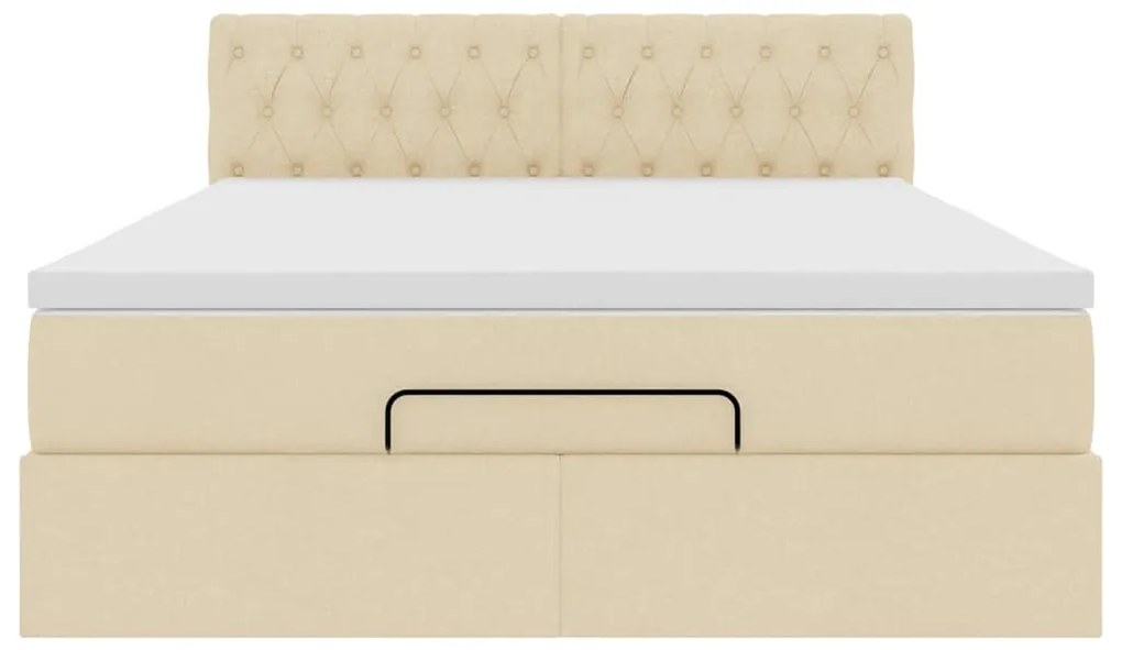 Cama otomana com colchão 140x200 cm tecido creme