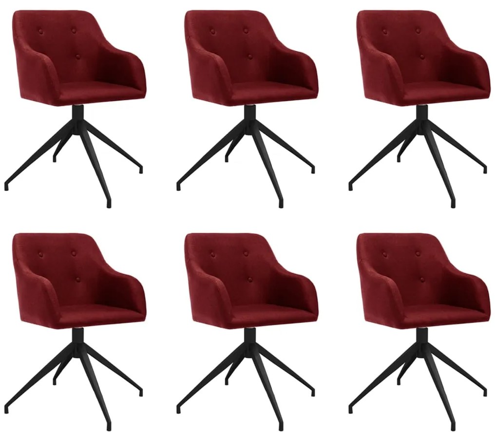 vidaXL Cadeiras de jantar giratórias 6 pcs tecido vermelho tinto