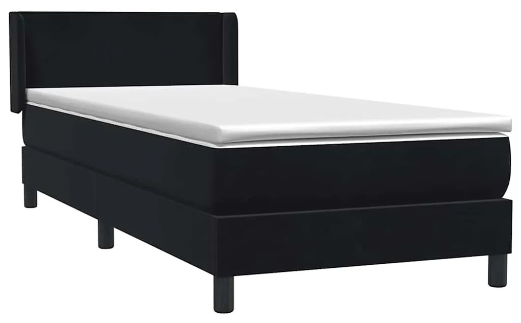 Cama box spring com colchão 90x210 cm veludo preto