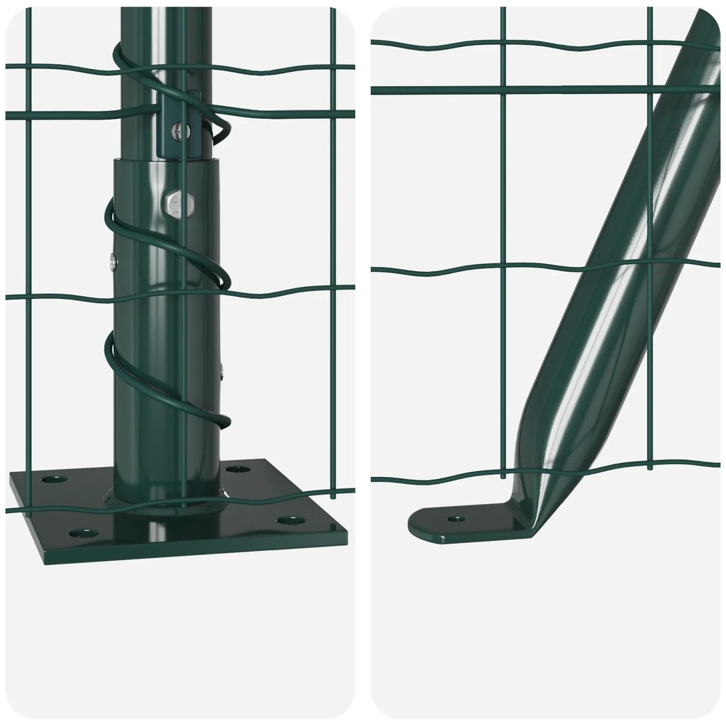Cerca Euro com 7 postes flangados 1x10 m de aço galvanizado