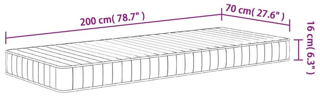 Colchão de espuma médio suave 70x200 cm