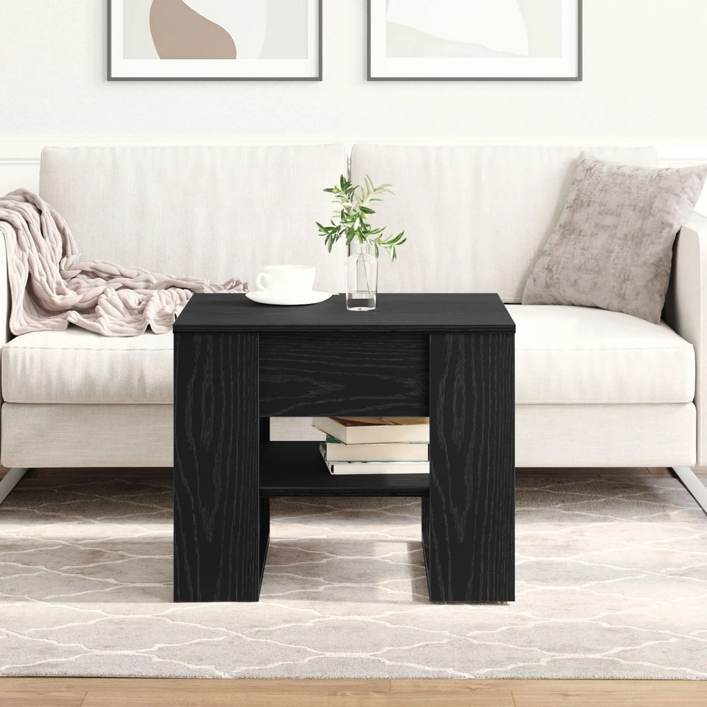Mesa de Café de Carvalho Preto 55.5x55x45 cm Feita de Madeira Derivada