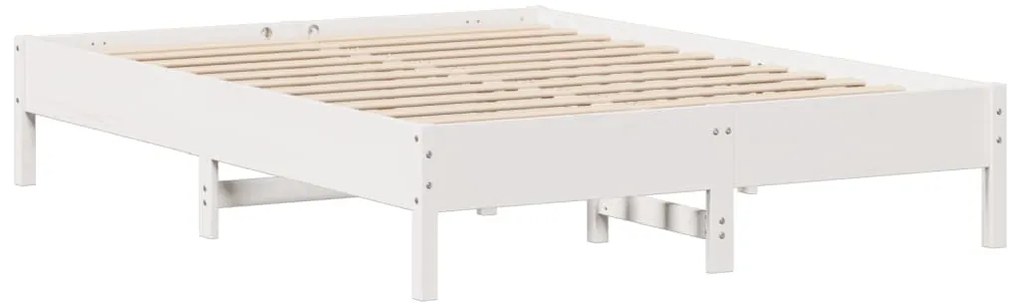 Cama sem colchão 160x200 cm madeira de pinho maciça branco