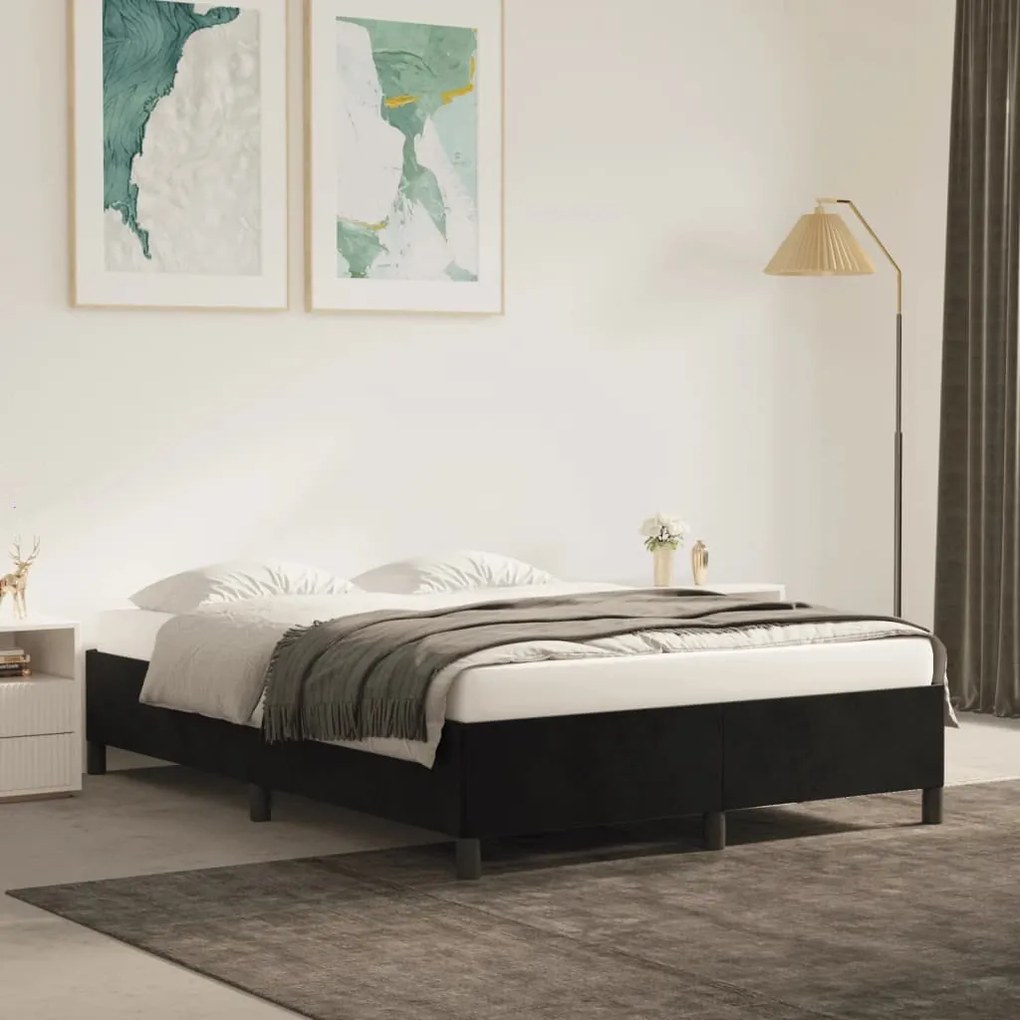 vidaXL Estrutura de cama sem colchão 140x200 cm veludo preto