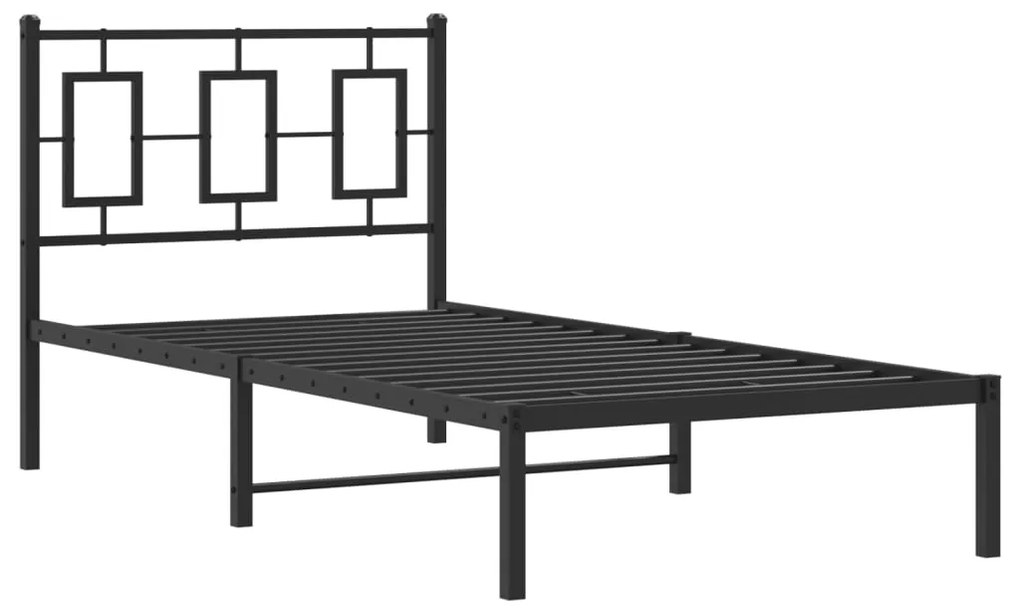 Estrutura de cama com cabeceira 90x190 cm metal preto