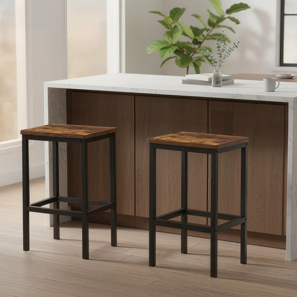 Conjunto 2 bancos de bar 40 x 30 x 65 cm castanho-preto