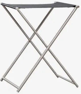 Banqueta Baixa Dobrável De 50 Cm Em Pele E Aço Inoxidável Dravena Preto - Sklum