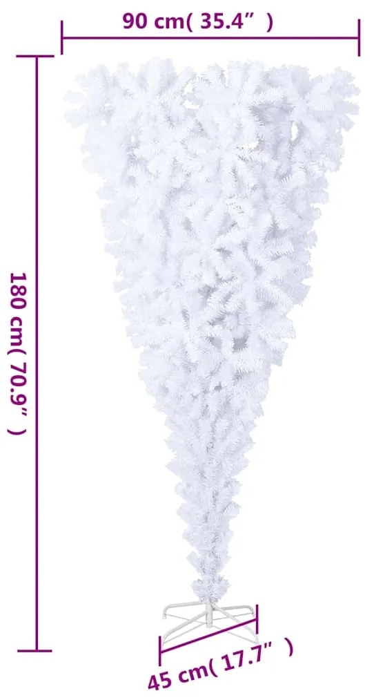Árvore de Natal artificial invertida com suporte 180 cm branco