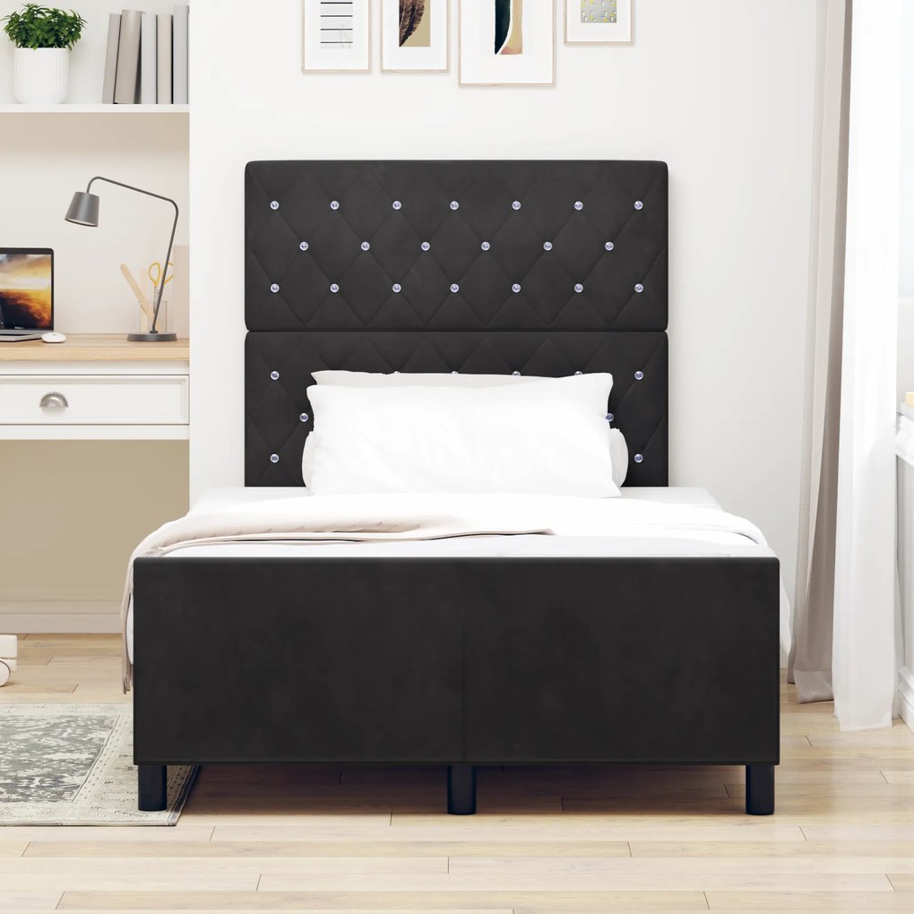 Cama de Veludo Preto vidaXL 120x190 cm