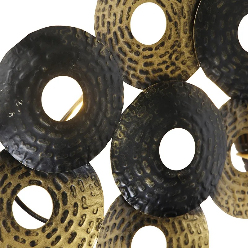 Candeeiro de parede Art Déco oriental dourado antigo 3 luzes - Balla Oriental