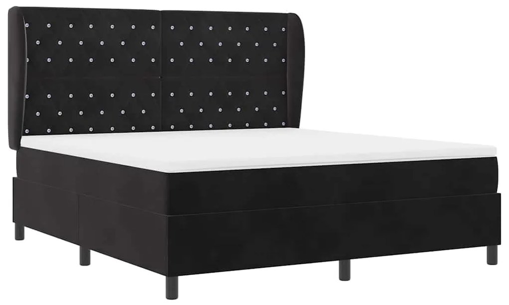 Cama Box com Colchão Preto 180 x 200 cm em Veludo