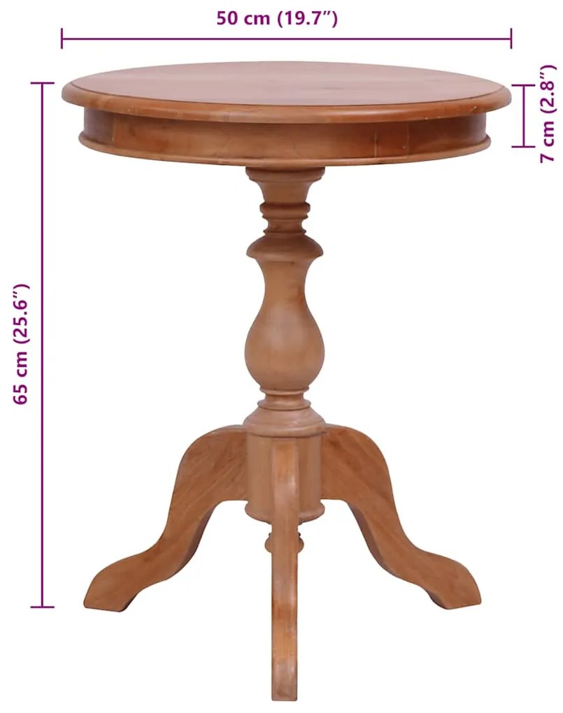 Mesa de apoio 50x50x65 cm madeira de mogno maciça cor natural