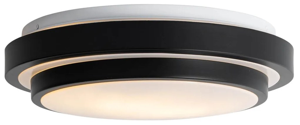 Plafon Moderno Preto com Branco 35cm 2 Luzes IP44 - Walden