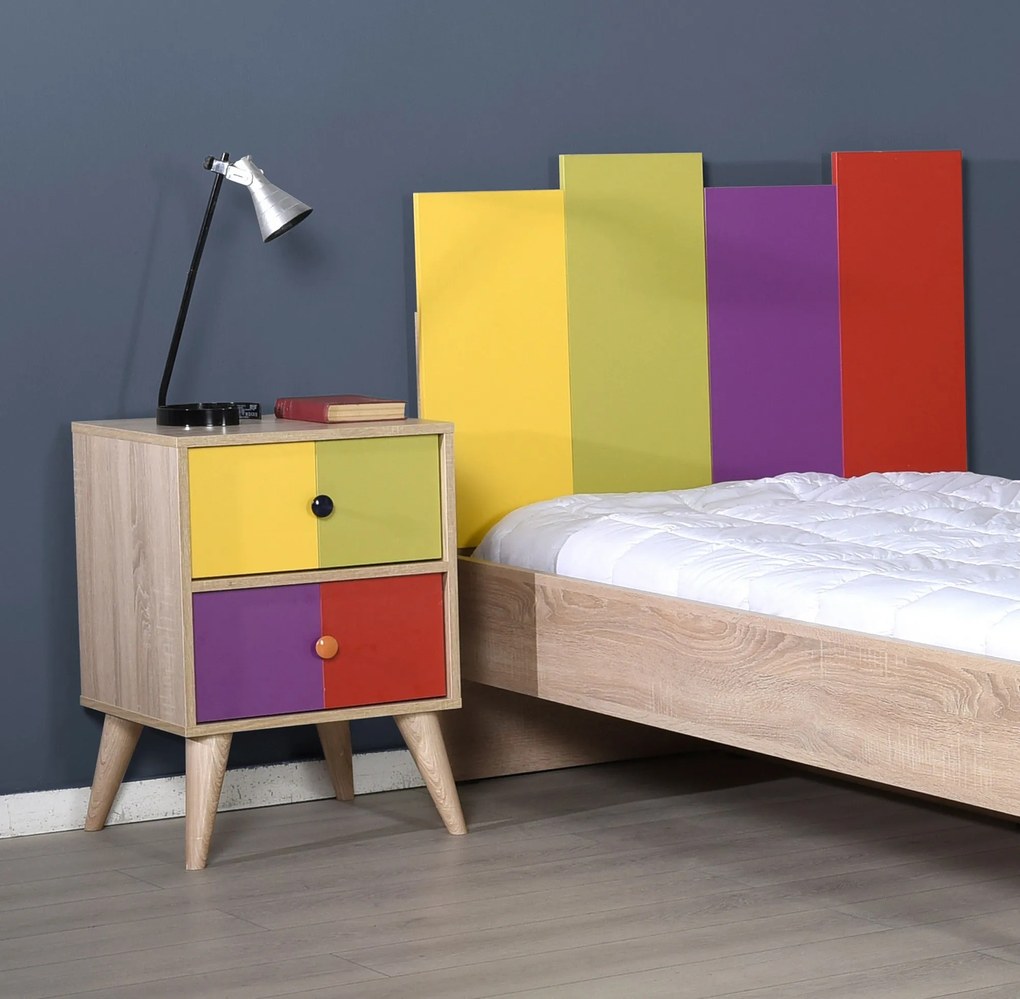 Mesa de Cabeceira "Arco-Íris" - Multicolor - 44x66x44cm - Design Moder