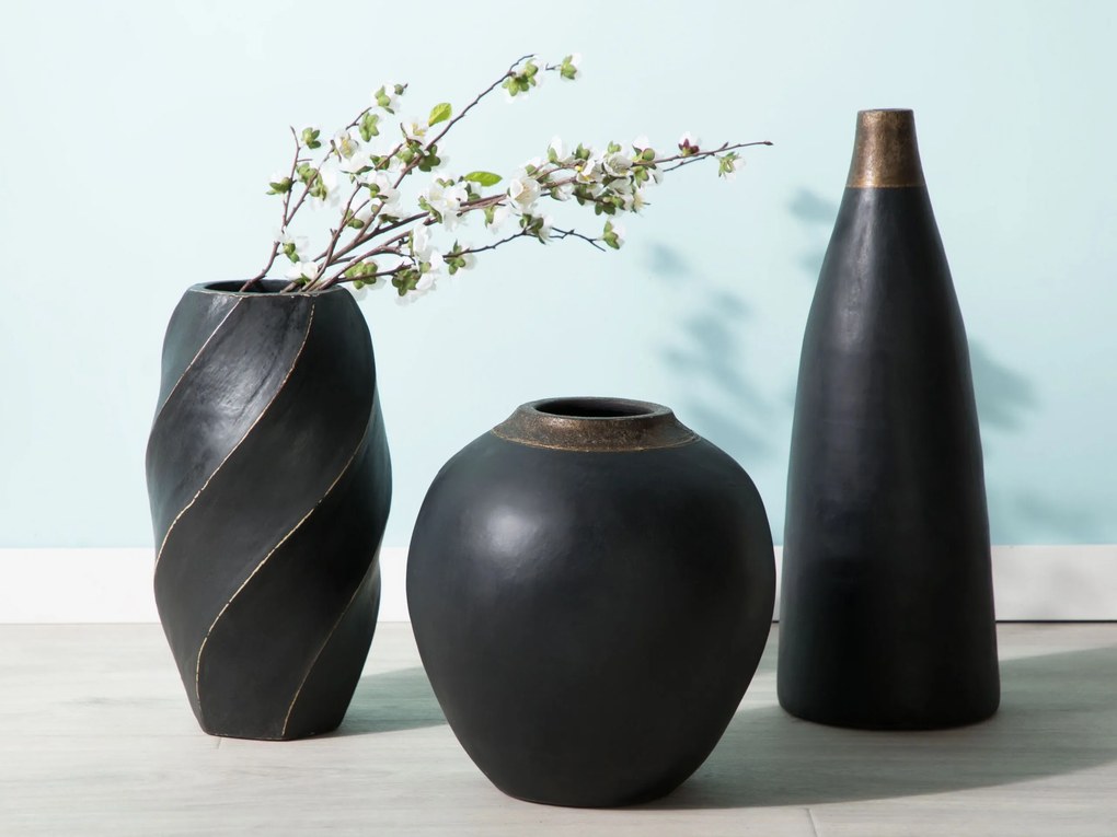 Vaso decorativo em terracota preta 38 cm LENTIA  Beliani