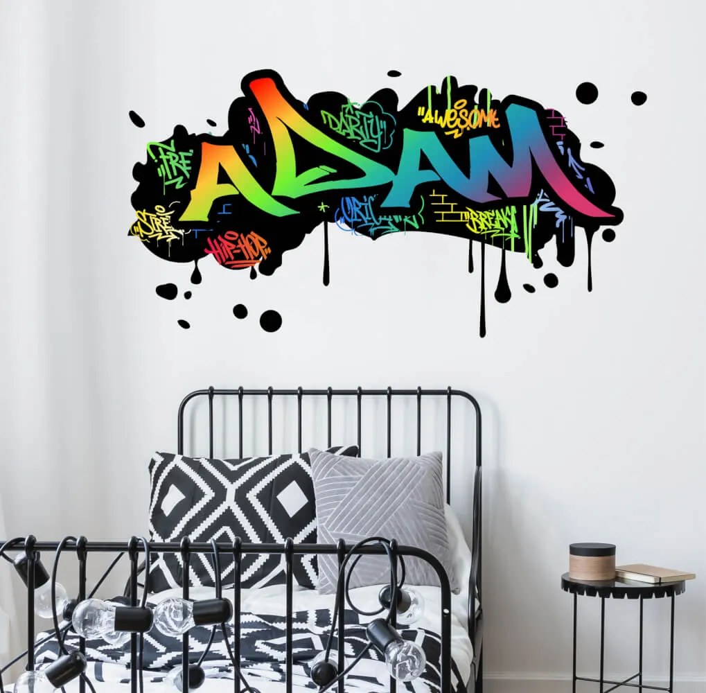 Autocolante de parede personalizado – Nome em estilo graffiti