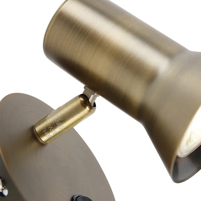 Foco de parede rotativo e inclinável em bronze com interruptor - Karin 1 Design,Moderno,Retro