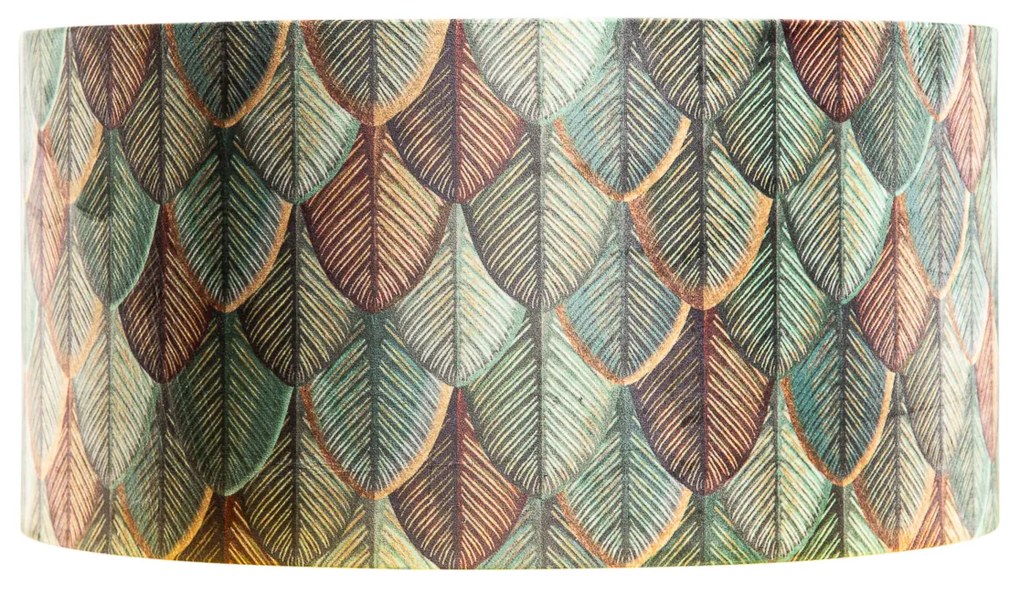 Abajur de Veludo com Design de Folhas e Interior Dourado 50/50/25