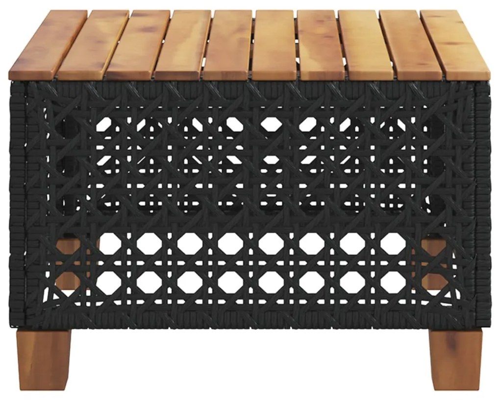 Mesa de jardim 55x55x36 cm vime PE e madeira de acácia preto