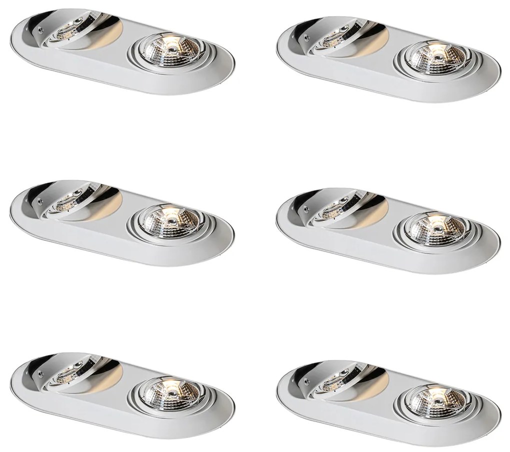 Conjunto de 6 focos embutidos arredondados brancos GU10 70mm 2-Light - Hubs