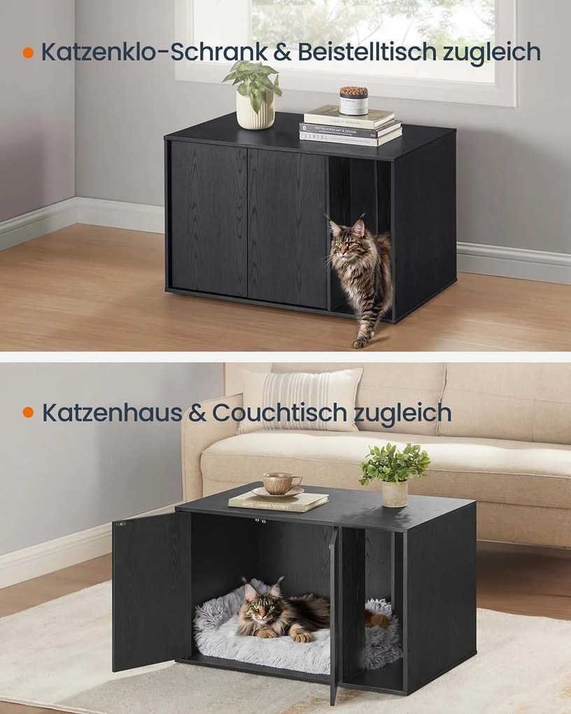 Armário para caixa de areia com portas push-to-open para gatos 80 x 50 x 50 cm preto