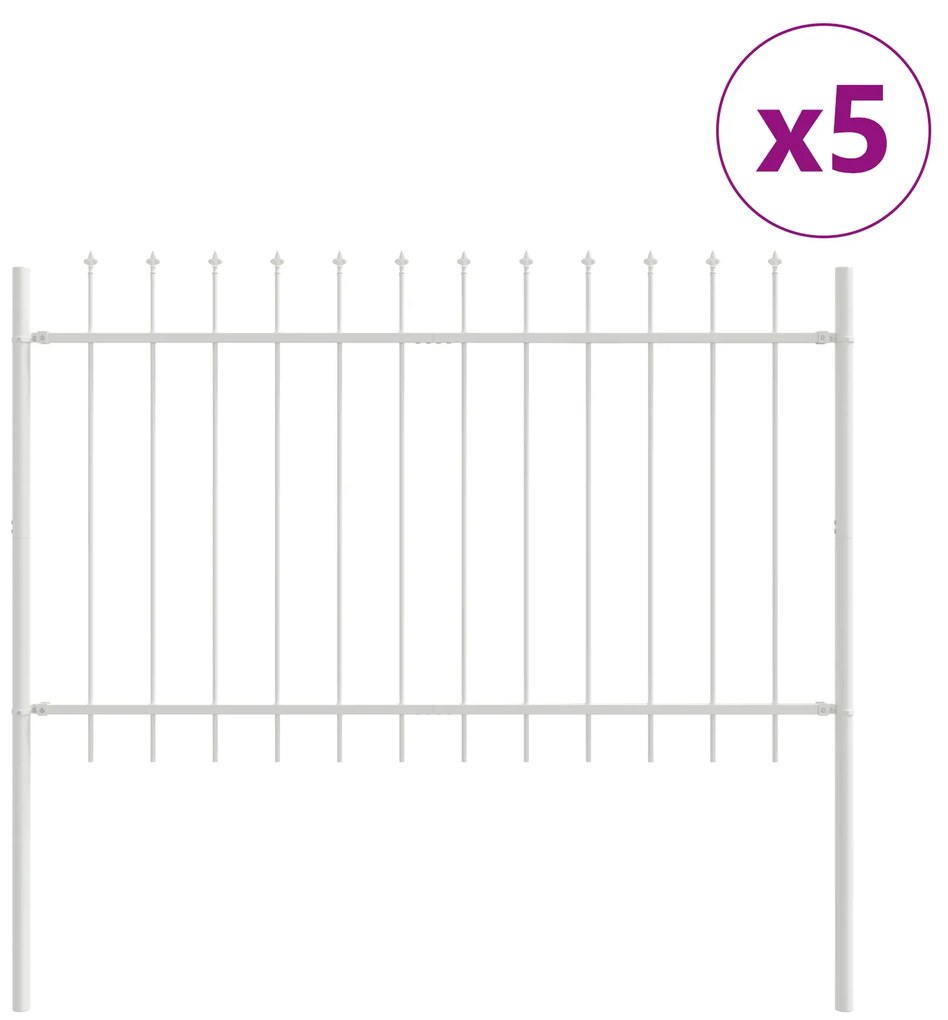 Cerca de Jardim vidaXL com Topo de Lança Branco 8,5x0,8 m em Aço