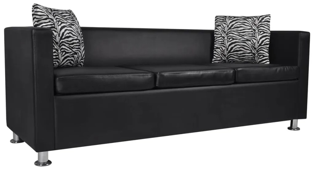 Conjunto sofás de 2 e 3 lugares + poltrona couro artific. preto