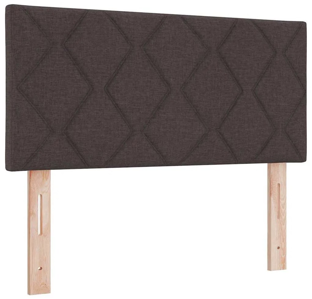 Cama Box Spring com Colchão &amp; LED Castanho 100x200 cm Tecido
