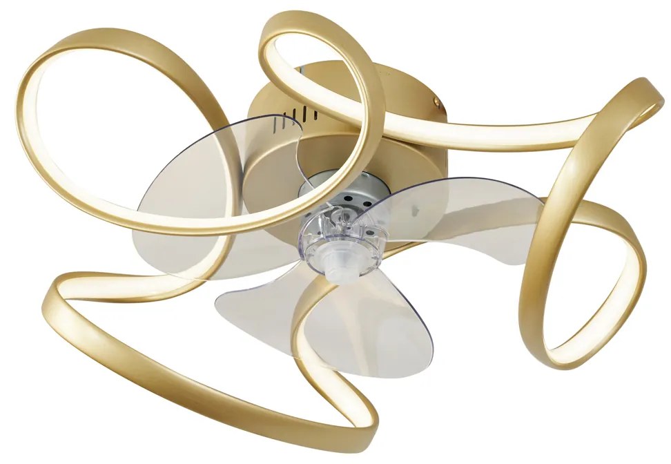 Ventilador de teto latão 55cm incl. LED regulável com controle remoto - Mandy Design