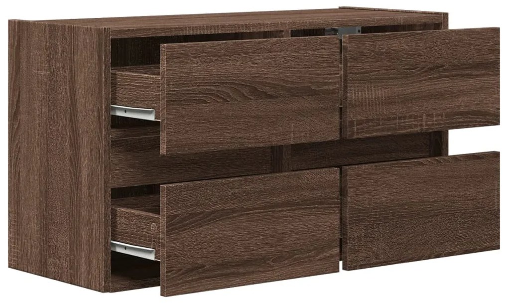 Móvel de parede p/ TV c/ luzes LED 80x31x45cm carvalho castanho