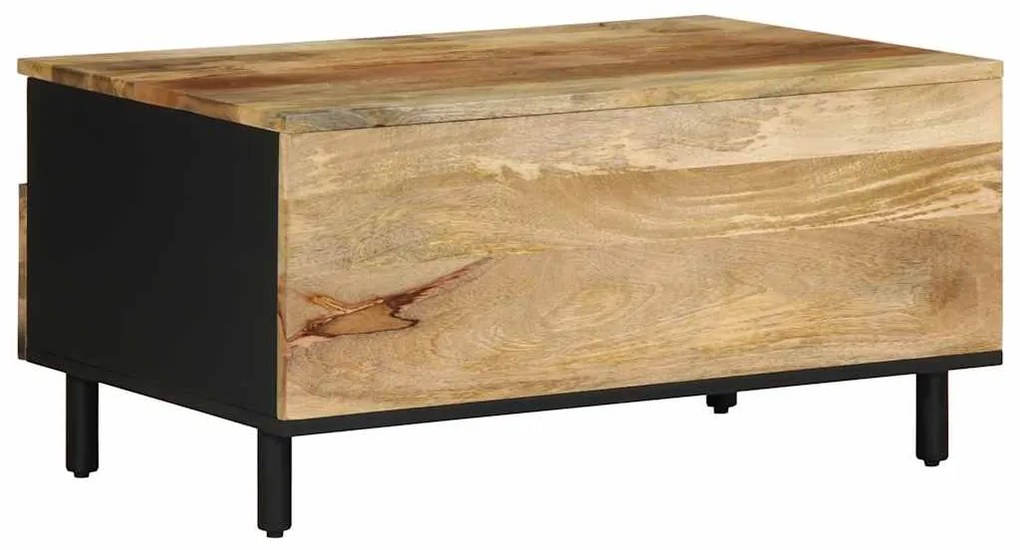 Mesa de centro 80x54x40cm madeira mangueira áspera maciça preto